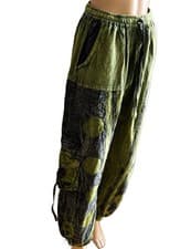 Image of Boho-Chic Stonewashed Cargo Harem Pants – High-Waist Festival Joggers