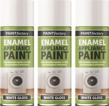 Image of 3 x 400ml Enamel Appliance Spray Paint White Gloss Enamel Coating Sprat Paint