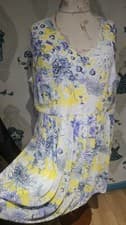 Image of pretty white purple yellow floral lined sun dress by Lovedrobe, size 30. New