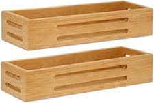 Image of Bamboo Spice Rack Organiser without Drilling, 2 Packs Spice Rack Wall Mounted,