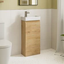 Image of 400mm Bathroom Vanity Unit Ceramic Basin Furniture Floorstanding Soft Close Oak