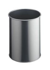 Image of Durable Metal Round Waste Bin | Scratch Resistant Steel | 15L | Silver
