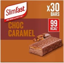Image of SlimFast Snack Bar, Low Calorie Snack, Choc Caramel Flavour, 30 x 26 g