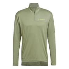 Image of ADIDAS TERREX Mens Green Long Sleeve 1/4 Zip Shirt Size Small BNWT