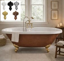 Image of 1700mm Copper Freestanding Roll Top Bath With Feet Choice Traditional