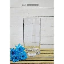 Image of Thick Glass Vase Handmade Square Clear for Flowers 30 cm