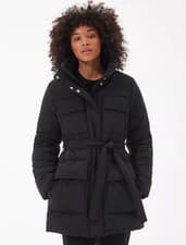 Image of Barbour International Velocete Belted Quilted Puffer Jacket Size UK 12