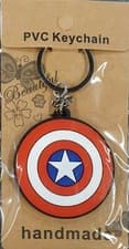 Image of Rubber PVC Marvel Captain America Shield The Avengers Keyring UK Seller Free P&P