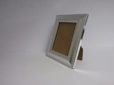 Image of Two tone silver 4" x 4" Picture Photo Frame square Wall hang Free standing