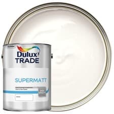 Image of Dulux Trade Supermatt Emulsion Paint White 5L Interior Walls Ceilings Pro Decor