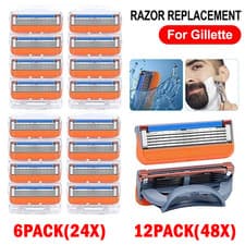 Image of Up to 48X Replacement Blades for Gillette Fusion 5 Razor Shaver Shaving Trimmer