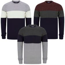 Image of Men's Jumper Colour Block Crew Neck Soft Knitted Sweater Pullover Sweatshirt Top