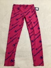 Image of Champion Girls Athletic Fuchsia Pink Leggings Pants Large Print Logo NWT