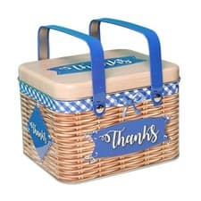 Image of Cookie Tin Storage Container Rustic Countertop Canister Snack Jar Tinplate Box
