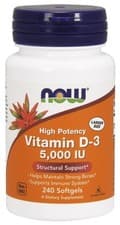 Image of NOW Foods Vitamin D-3, 5000 IU 240 softgels - Exp. 09/29