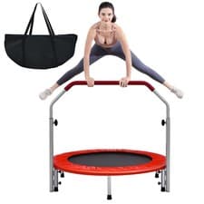 Image of 101cm Foldable Mini Trampoline Fitness Rebounder Home Cardio Trainer-Red