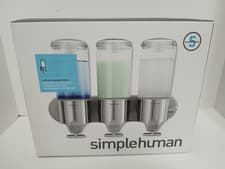 Image of Simplehuman BT1029 Triple Wall Mount Shampoo Condition Soap Pump Stainless