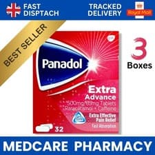 Image of Panadol Extra Advance Tablets | 32 Tablets x3 Packs | Paracetamol Caffeine
