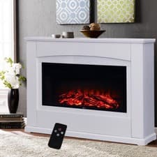 Image of 34" Electric Fireplace Heater LED Fire Flame White Surround Suite Free Standing