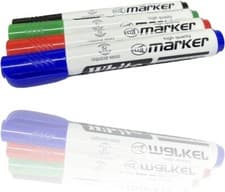 Image of 4 x Large Dry Wipe White Board Markers Pens Bullet Tip Black Blue Red Green