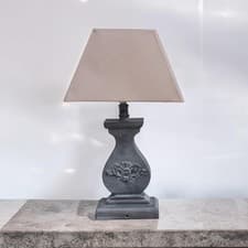 Image of Table Lamp Linen Shade 43cm Fabric Base 48x30x30cm Inline Switch Beige Bedroom