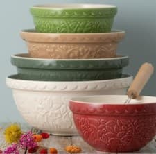 Image of Mason Cash In The Forest Green/Red/Ochre/Stone Mixing Bowls 21cm/24cm/26cm