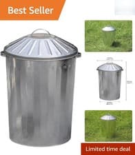 Image of 90L Galvanised Steel Dustbin with Locking Lid - Indoor/Outdoor Storage Solution