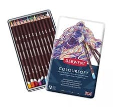 Image of Derwent Coloursoft Artist Colour Pencils 12 Tin Set