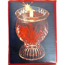 Image of Vintage Avon Clearfire Red Transparent Fragrance Candle Faceted Glass Tulip Cup