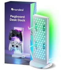 Image of Nanoleaf Pegboard Desk Dock White, 3-in-1 Smart RGBIC Table Lamp USB-C Dock