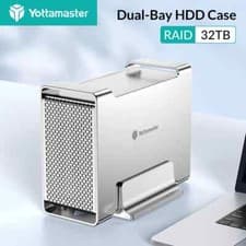 Image of Yottamaster 2 Bay RAID USB C Hard Drive Enclosure External For 3.5" SATA HDD 32T