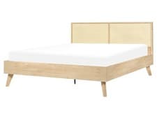 Image of Rattan EU King Size Bed Light Wood MONPAZIER