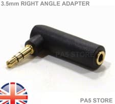 Image of 1x Right Angle 3.5mm Male Jack Plug To 3.5mm Female Adapter Headphone Earphone