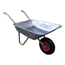 Image of 65 Litre 60kg Capacity Galvanised Metal Garden Wheelbarrow with Pneumatic Tyre