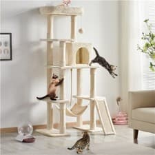 Image of Cat Tree Multi-level Cat Tower w/Condo Hammock Scratching Ladder for Large Cats