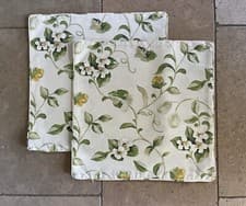 Image of Piped cushion cover Sanderson Orchard Blossom lemon/green fabric 50x50cm