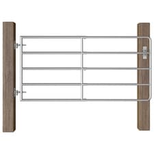 Image of Field Gate Silver Galvanised Steel 95-170x90cm 5-Bar Farm Livestock w/SelfCatch