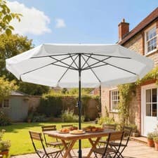 Image of 3 m Garden Parasol with Tilt Mechanism & Crank Handle, UPF 30+ Patio Umbrella