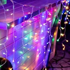 Image of Christmas Lights Outdoor Icicle 200 LED Pastel Multicolour Chaser Fairy Lights