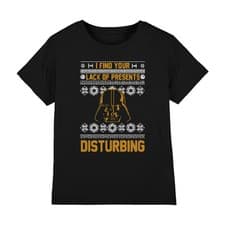 Image of Star Wars Lack Of Christmas Presents Fair Isle Kids T-Shirt Black
