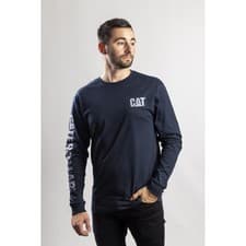 Image of Caterpillar Trademark Long Sleeve T-Shirt Premium Cotton Work Tee Logo S-4XL