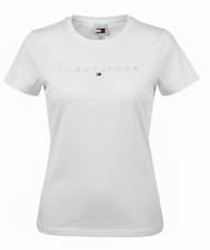 Image of Tommy Jeans women's white t shirt TJW slim tonal linear tee shirt DW17827 white