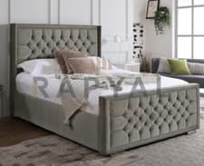 Image of FLORIDA WINGED OTTOMAN STORAGE BED PANEL PLUSH VELVET UPHOLSTERED BED FRAME