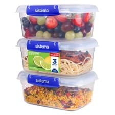 Image of Sistema KLIP IT PLUS Leakproof Food Storage Containers | 1 L | Airtight 3 Boxes