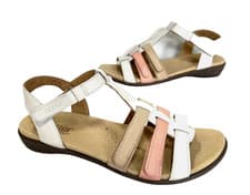 Image of NEW! Ladies HOTTER 'SOL' White leather Strappy Sandals Shoes Size UK 6 STD 39