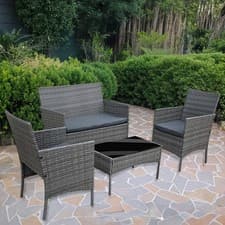 Image of Rattan Garden Furniture 4 Seater Set Table Chairs Sofa Wicker Outdoor Patio Set