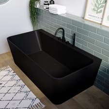 Image of Matt Black Freestanding Double Ended Back to Wall Bath 1700 x 740mm - OSLO1700MB