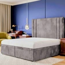 Image of Panel Ottoman Storage Bed Plush Velvet Upholstered Bed Frame with 51" Headboard