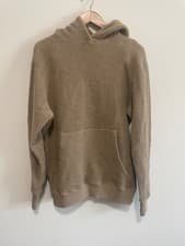 Image of Adam Mar Organic Cotton Reverse Loop Hoodie Pullover Size M Beige