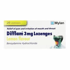Image of 2 X 20 (40) DIFFLAM 3mg Lozenges Lemon FLAVOUR SORE THROAT MOUTH PHARMACY